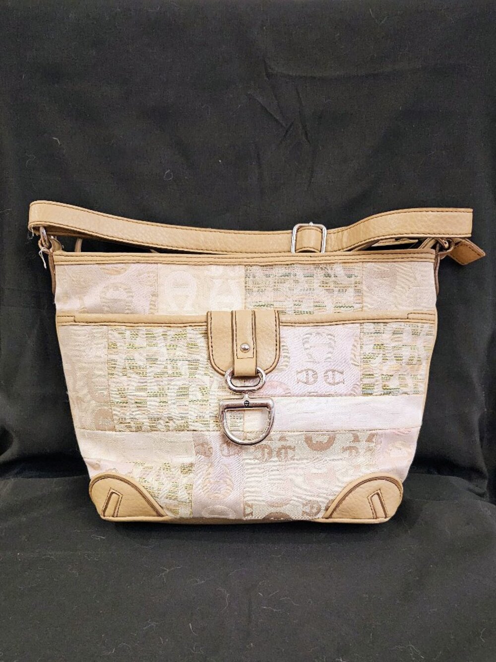 Etienne Aigner Patchwork Textile Canvas Crossbody Shoulder Bag